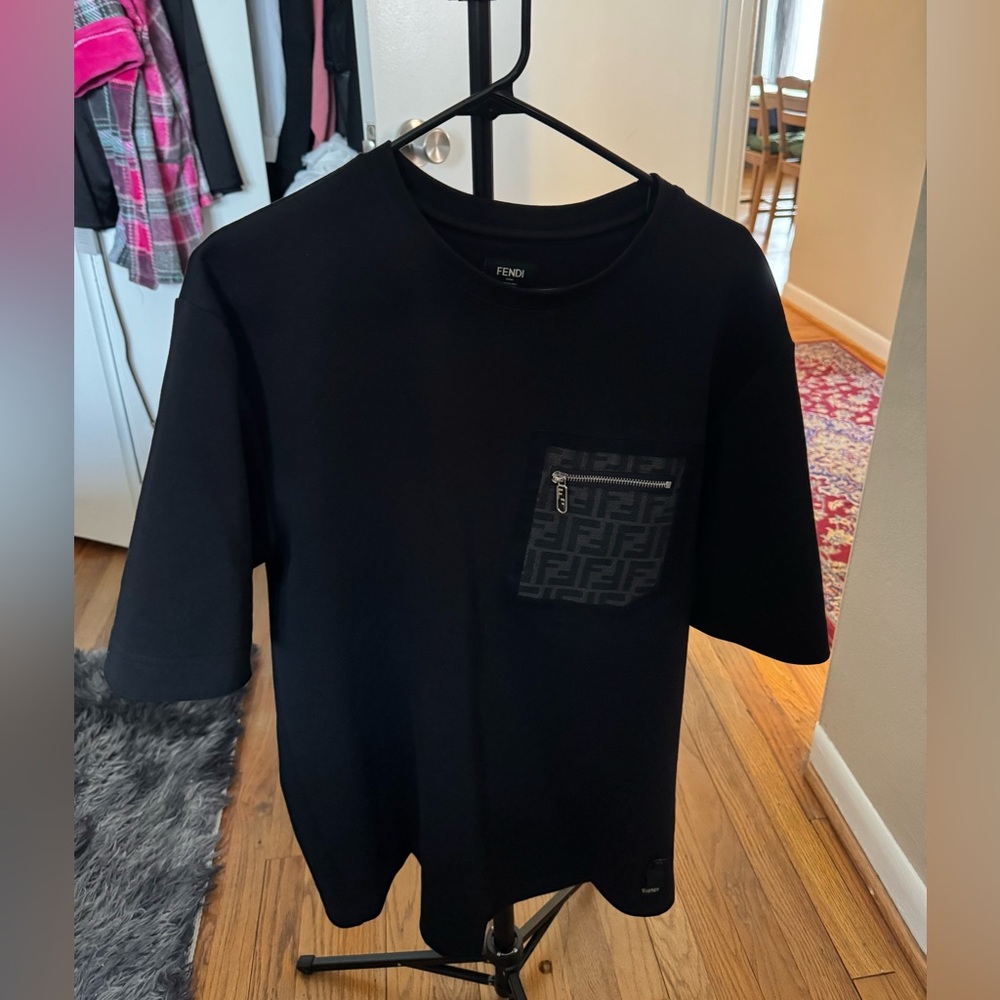 Fendi Kids Black T-Shirt with Pocket